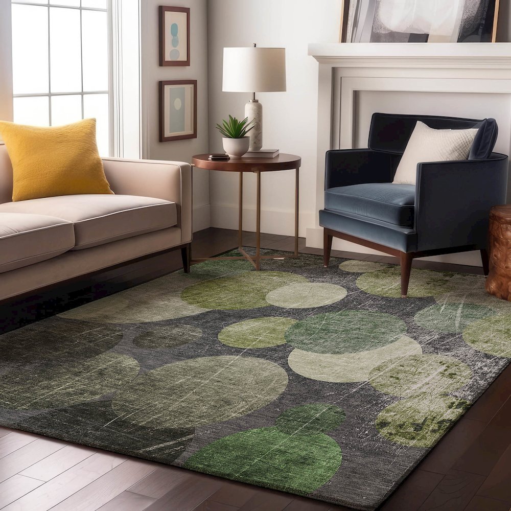 Premium Machine Washable Mayfield  Green 8' x 10' Rug. Picture 5