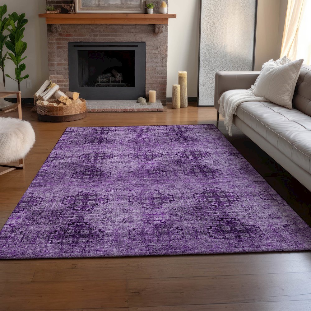 Premium Machine Washable Mayfield  Eggplant 8' x 10' Rug. Picture 6
