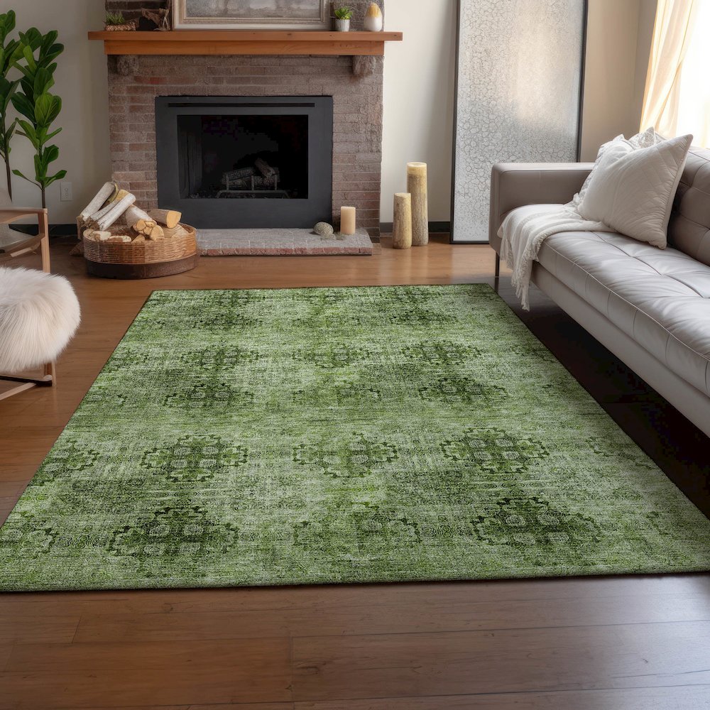 Premium Machine Washable Mayfield  Olive 8' x 10' Rug. Picture 6