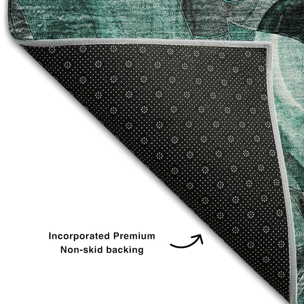 Premium Machine Washable Mayfield  Teal 3' x 5' Rug. Picture 2