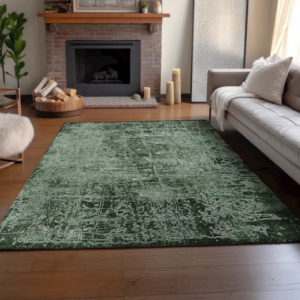 Premium Machine Washable Mayfield  Emerald 8' x 10' Rug. Picture 6