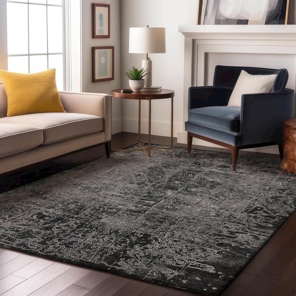 Premium Machine Washable Mayfield  Gray 8' x 10' Rug. Picture 5