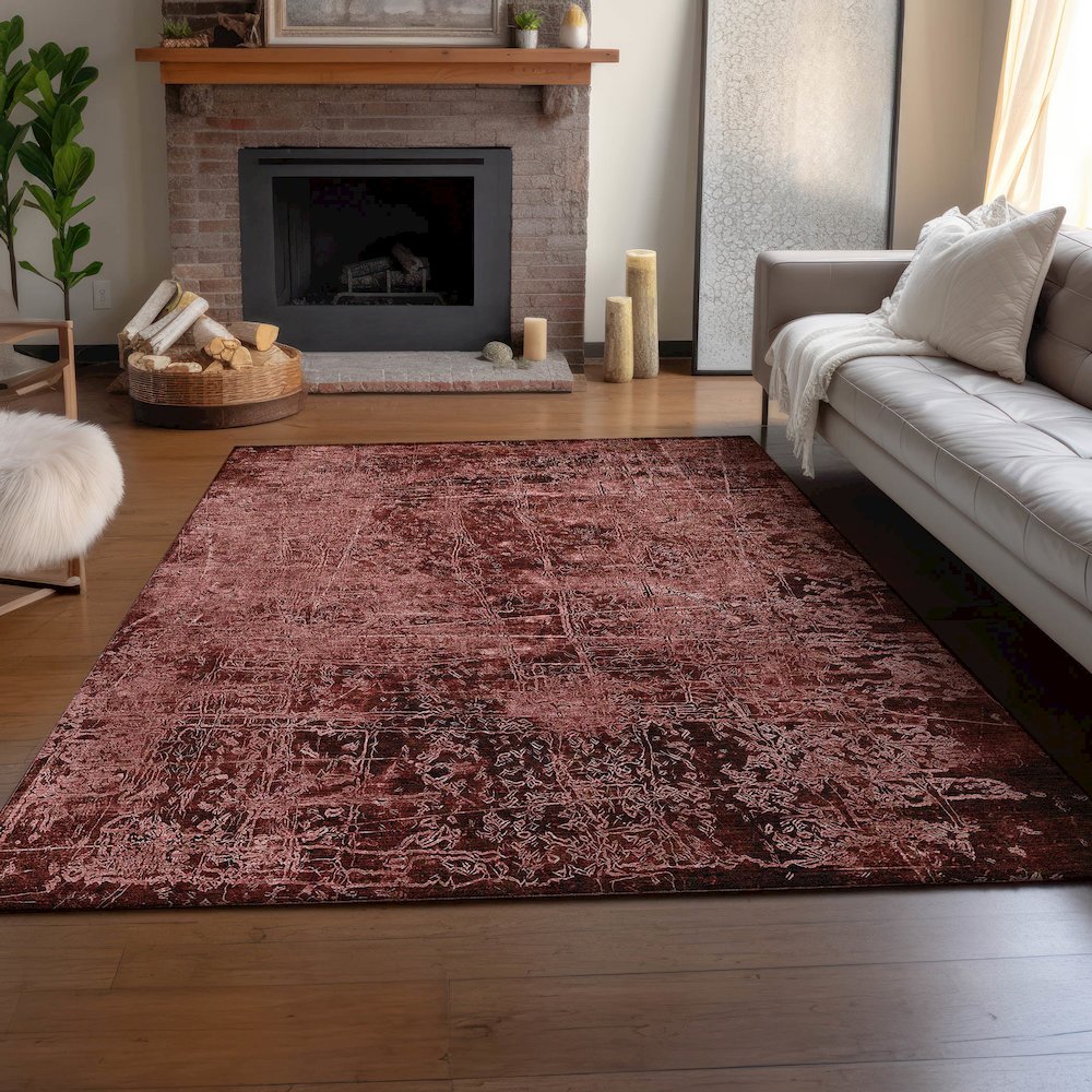 Premium Machine Washable Mayfield  Merlot 8' x 10' Rug. Picture 6