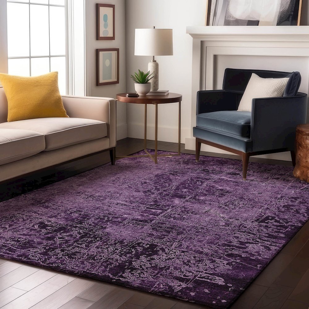 Premium Machine Washable Mayfield  Purple 8' x 10' Rug. Picture 5