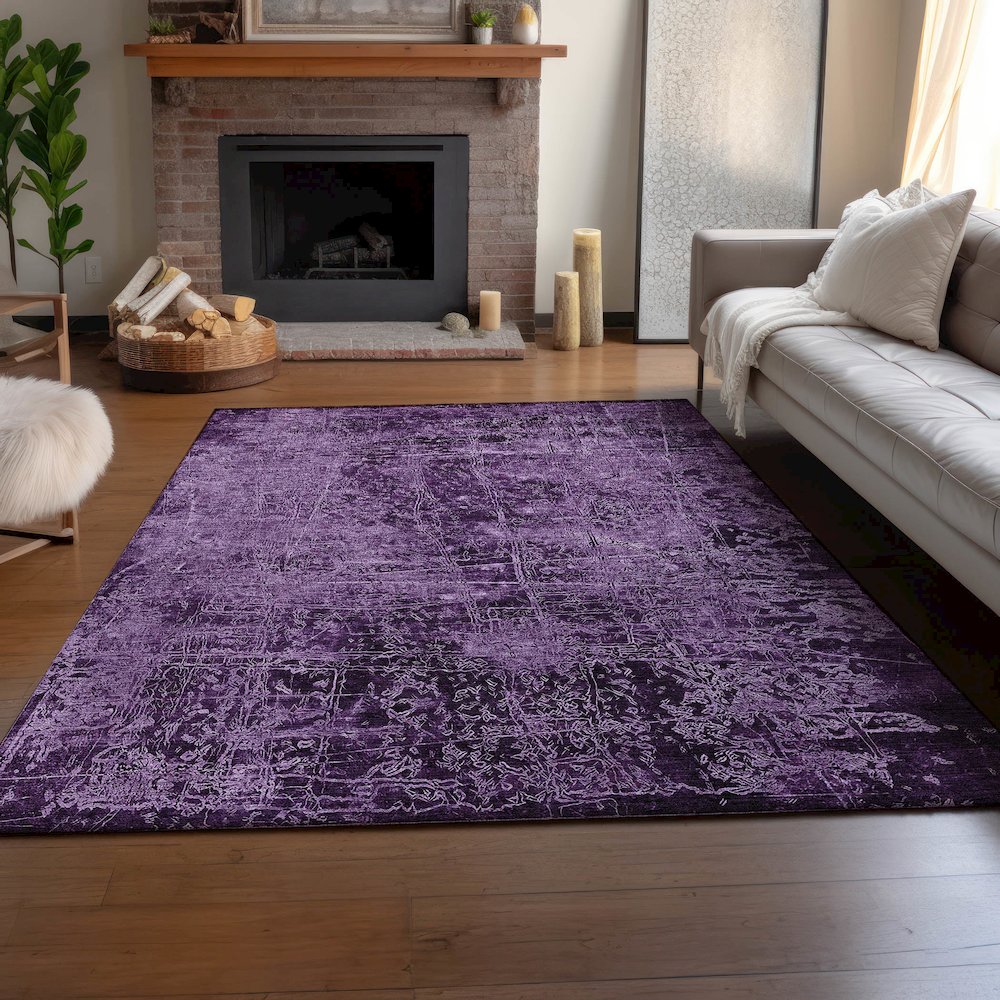Premium Machine Washable Mayfield  Purple 8' x 10' Rug. Picture 6
