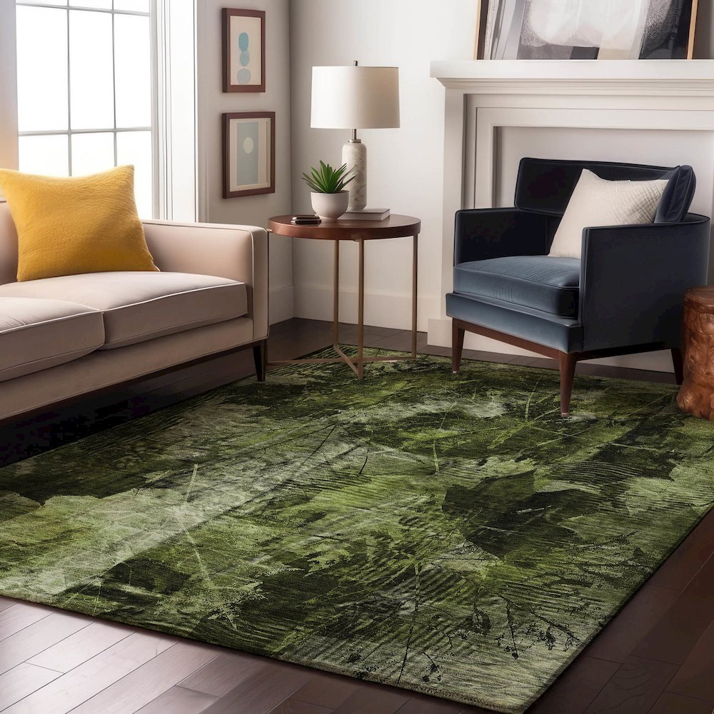 Premium Machine Washable Mayfield  Green 8' x 10' Rug. Picture 5