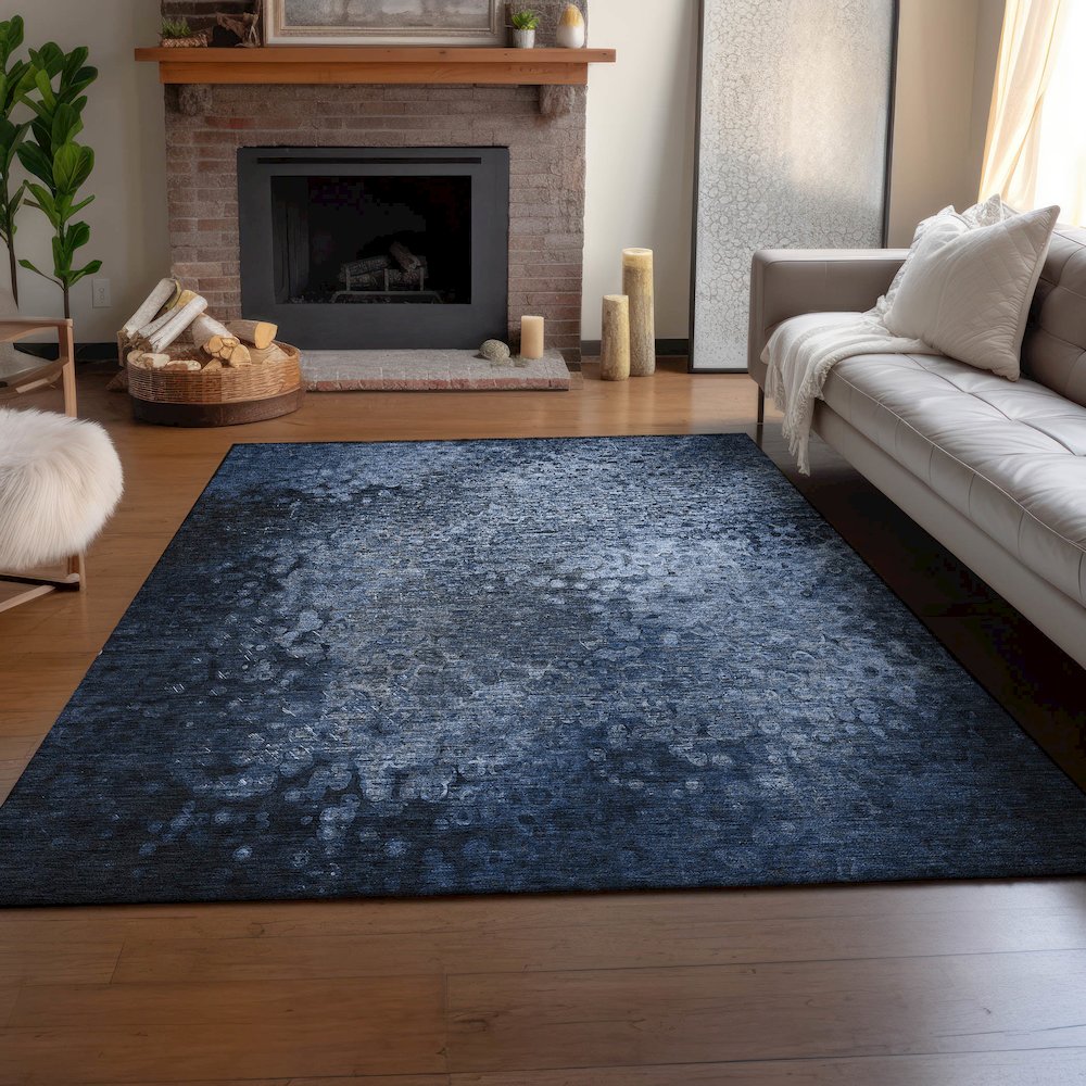 Premium Machine Washable Mayfield  Blue 8' x 10' Rug. Picture 6