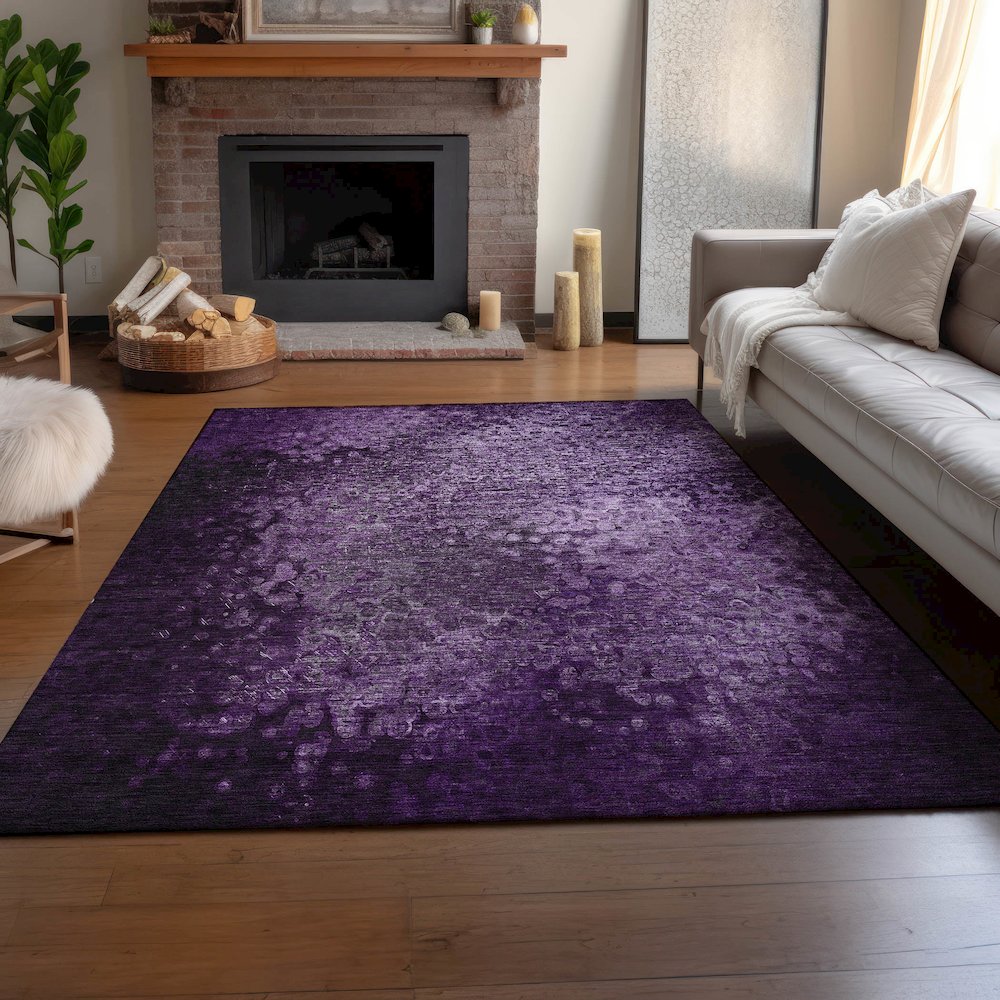 Premium Machine Washable Mayfield  Purple 8' x 10' Rug. Picture 6