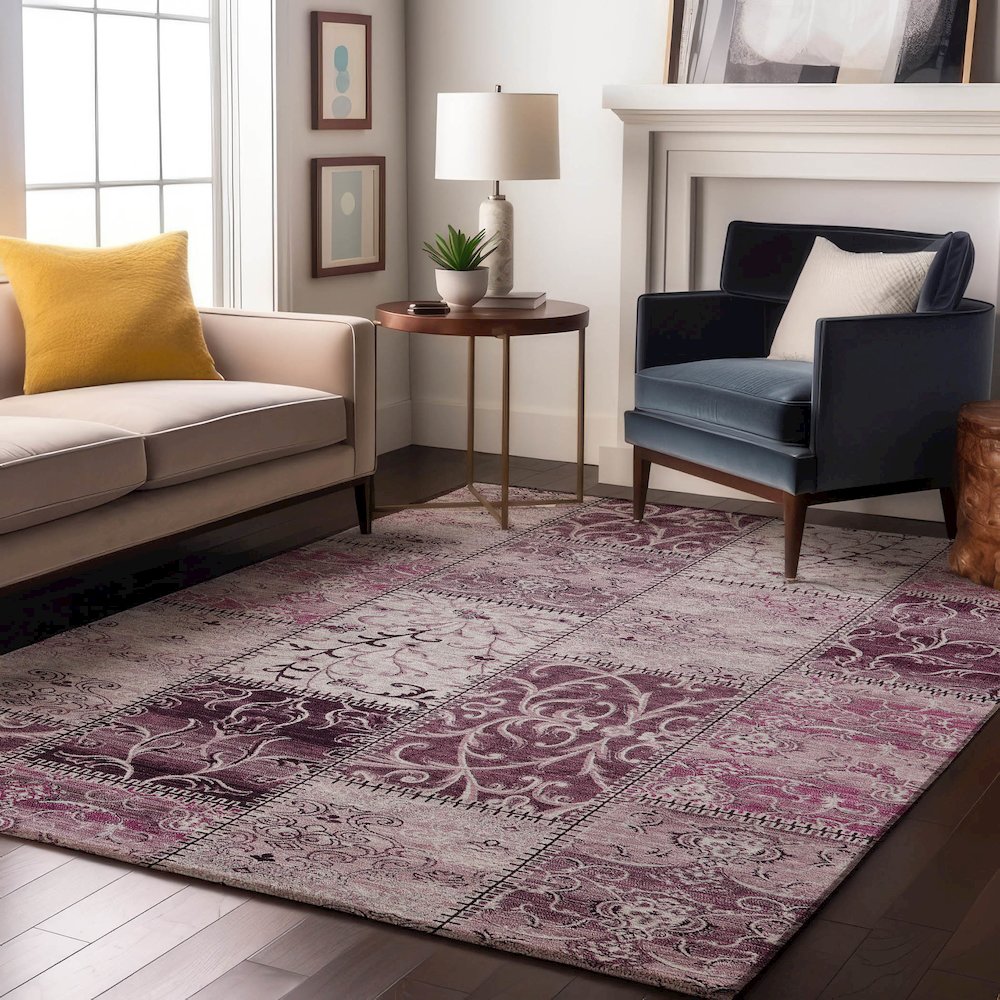 Premium Machine Washable Mayfield  Burgundy 8' x 10' Rug. Picture 5