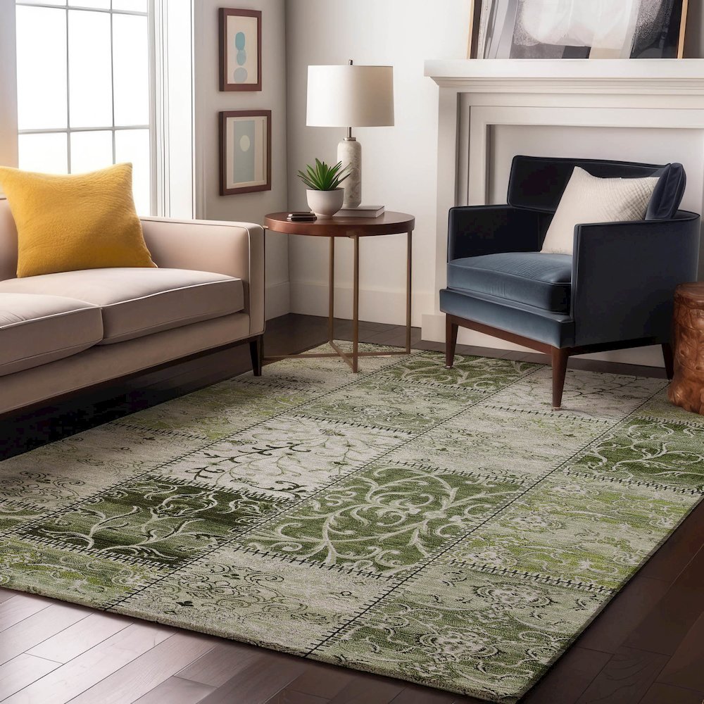 Premium Machine Washable Mayfield  Green 8' x 10' Rug. Picture 5
