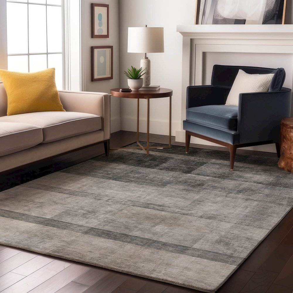 Premium Machine Washable Mayfield  Gray 8' x 10' Rug. Picture 5