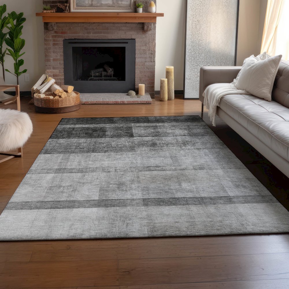 Premium Machine Washable Mayfield  Gray 8' x 10' Rug. Picture 6
