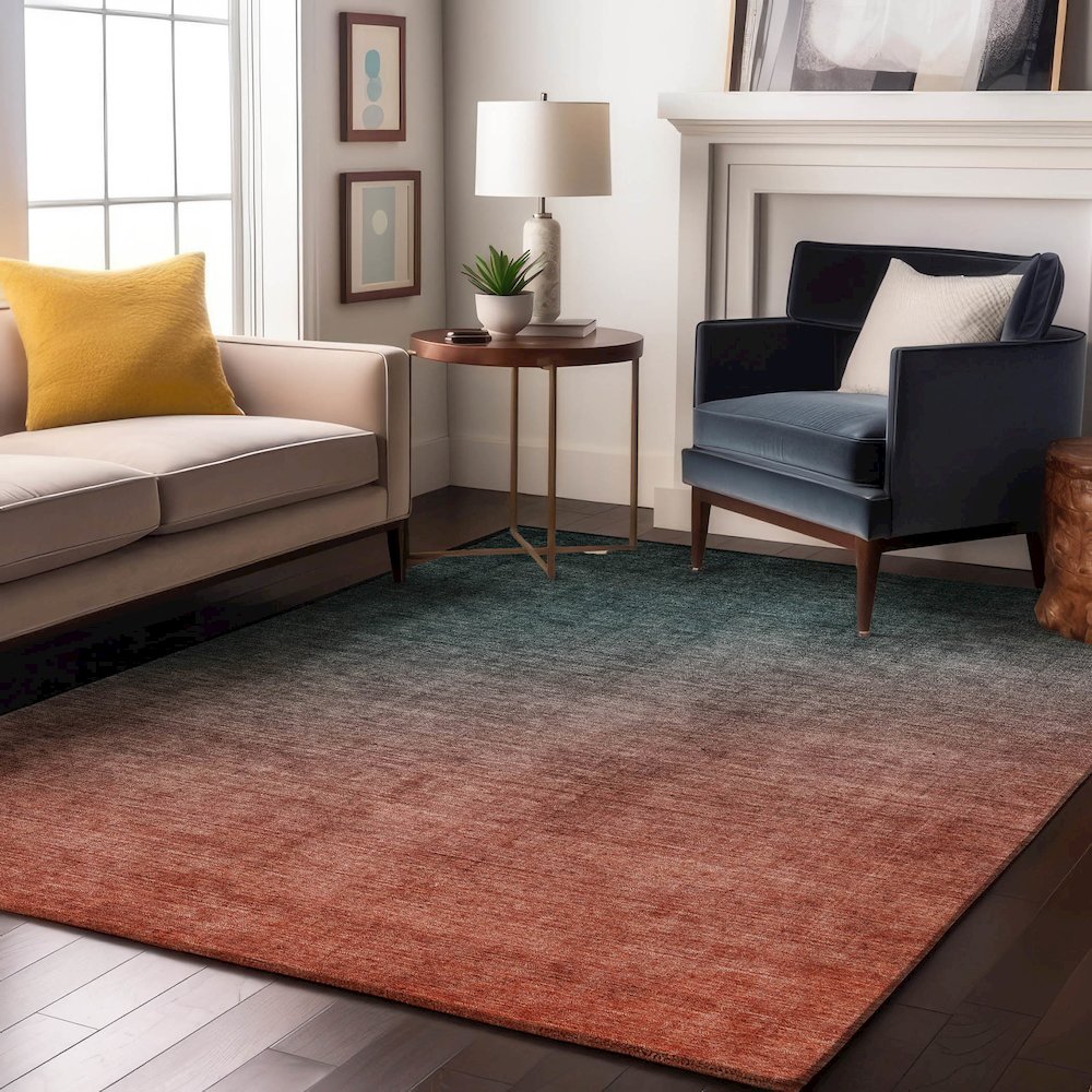 Premium Machine Washable Mayfield  Teal 8' x 10' Rug. Picture 5