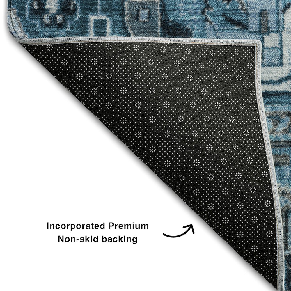 Premium Machine Washable Mayfield  Blue 3' x 5' Rug. Picture 2