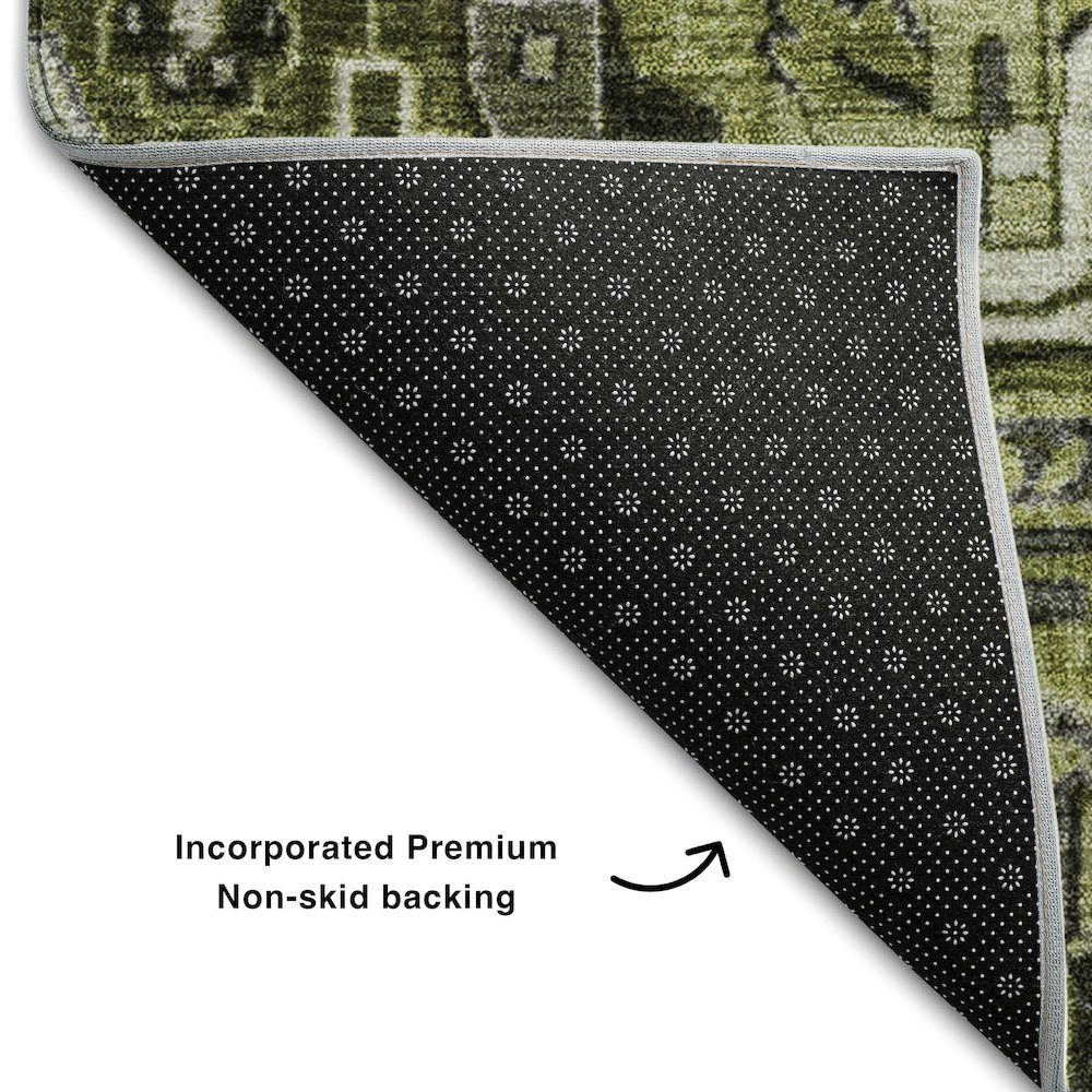 Premium Machine Washable Mayfield  Olive 3' x 5' Rug. Picture 2
