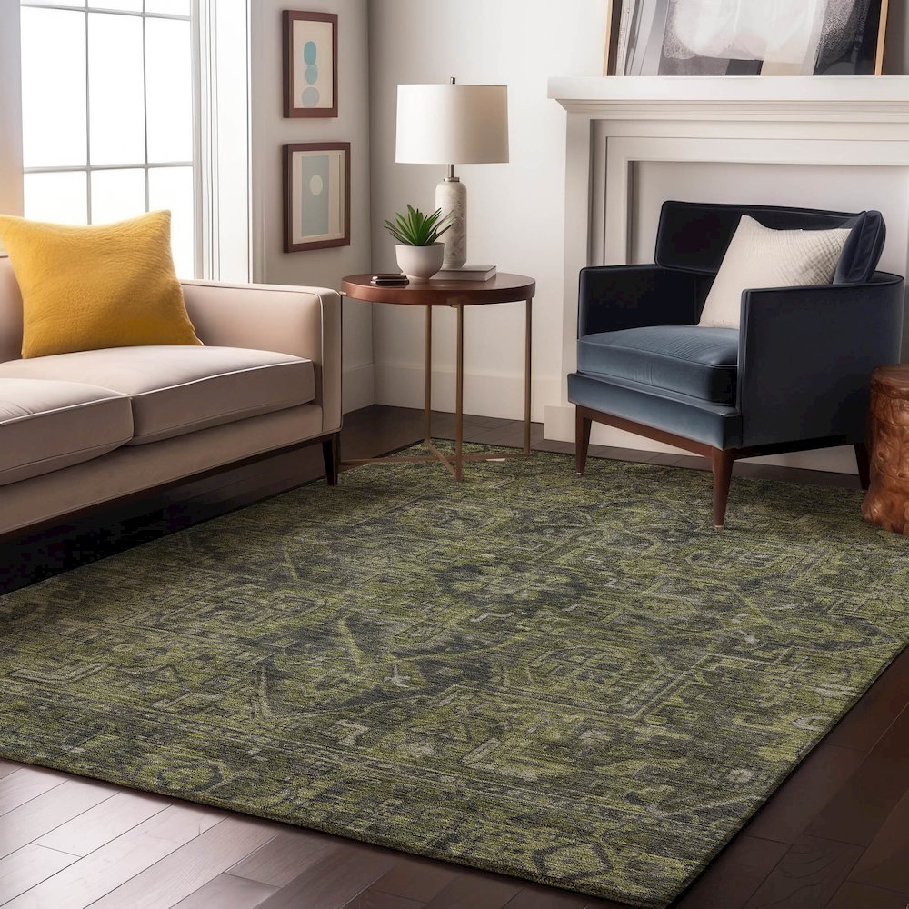 Premium Machine Washable Mayfield  Green 8' x 10' Rug. Picture 5