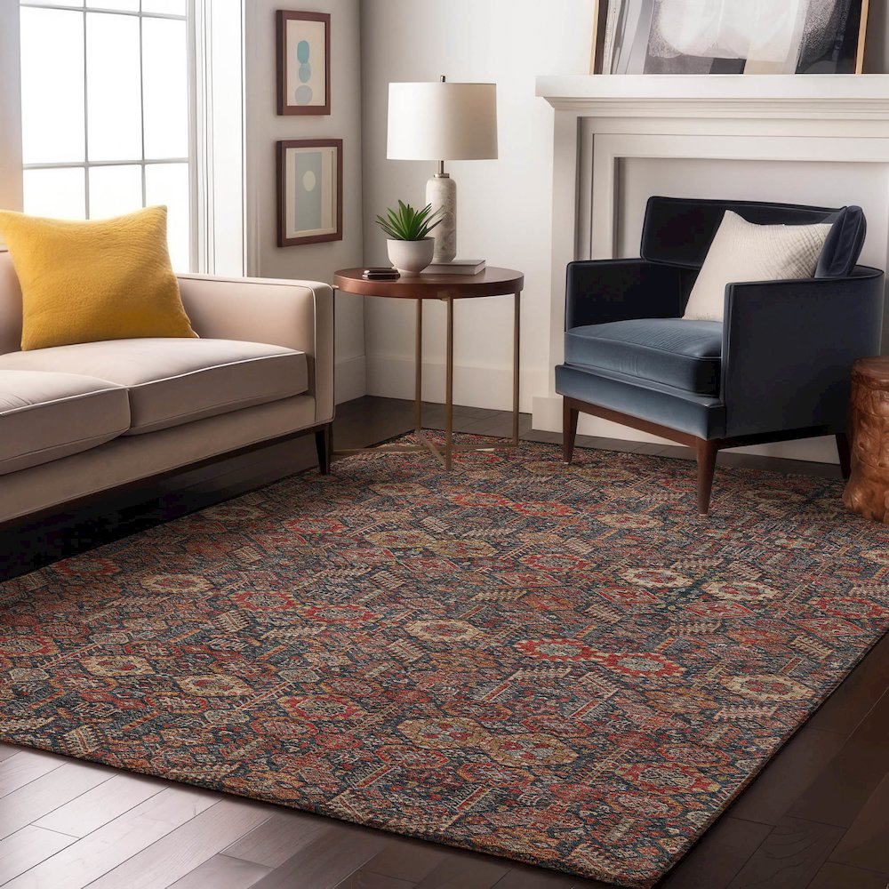 Premium Machine Washable Mayfield  Red 8' x 10' Rug. Picture 5