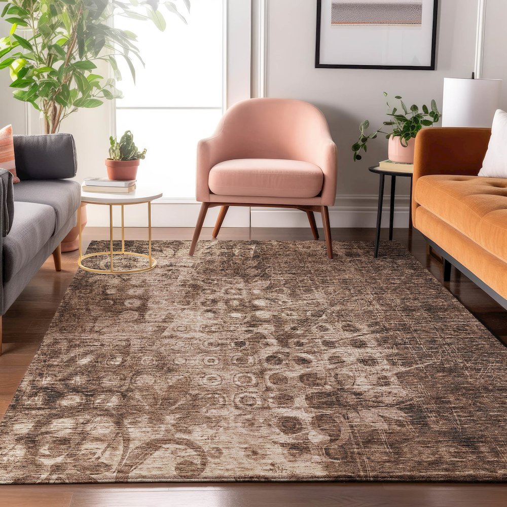 Premium Machine Washable Mayfield  Chocolate 8' x 10' Rug. Picture 5