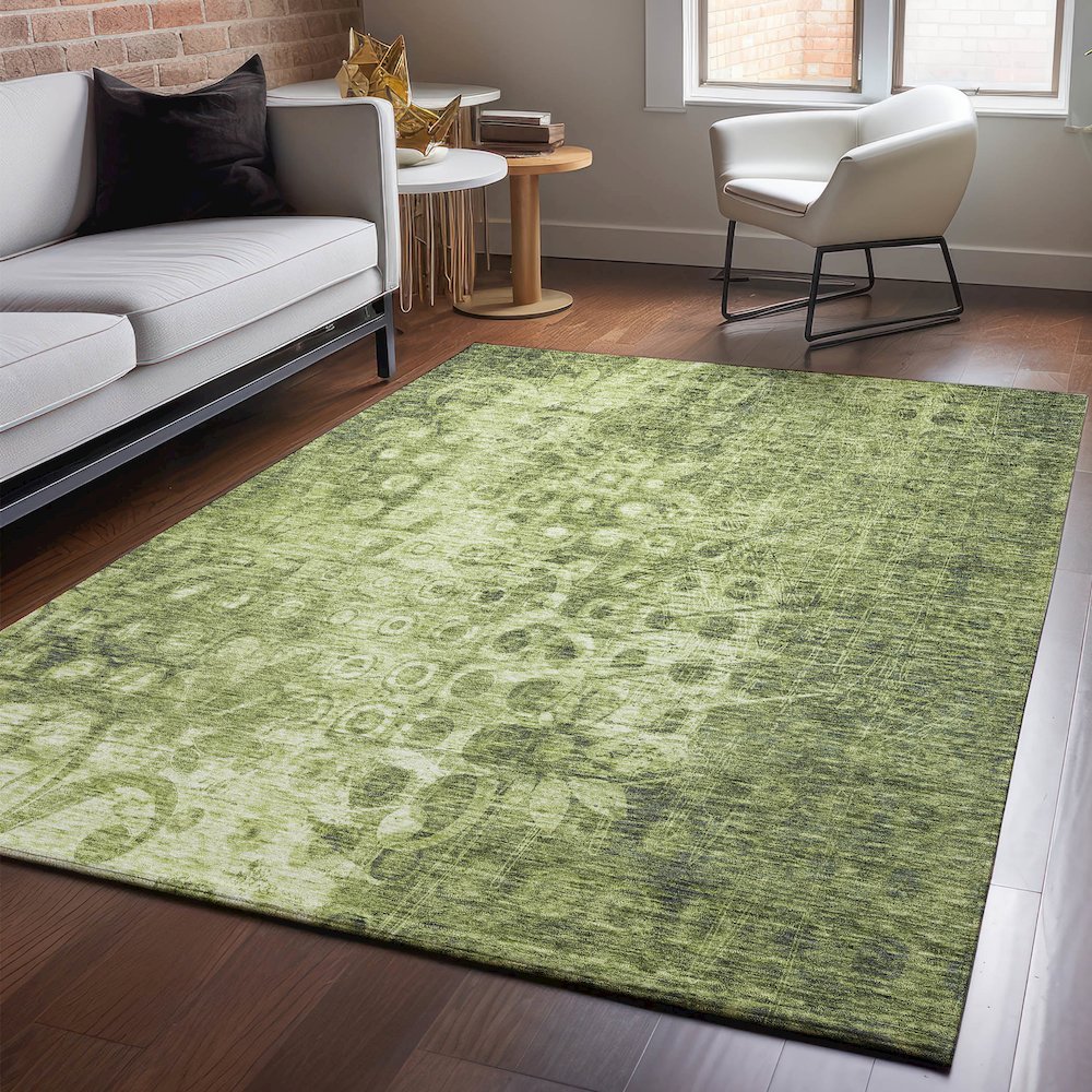 Premium Machine Washable Mayfield  Olive 8' x 10' Rug. Picture 5