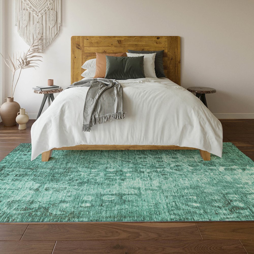 Premium Machine Washable Mayfield  Teal 8' x 10' Rug. Picture 6