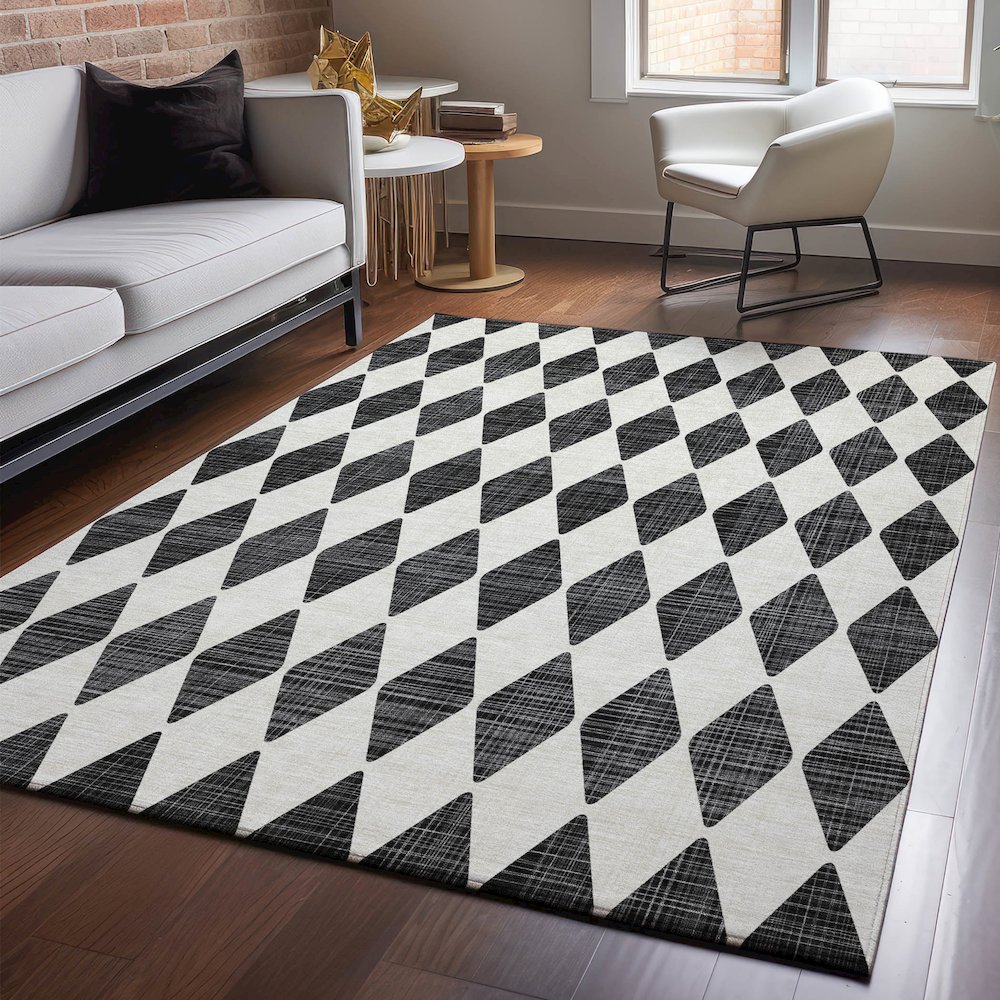Premium Machine Washable Mayfield  Black 8' x 10' Rug. Picture 5