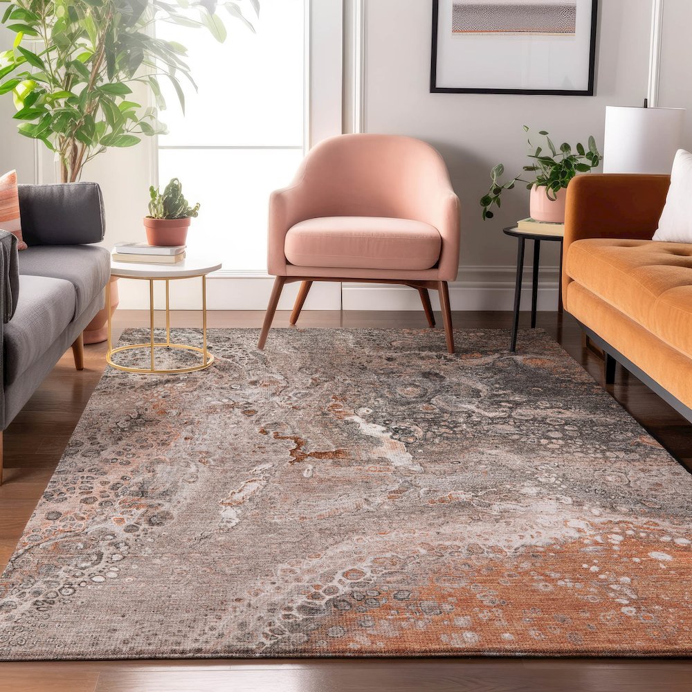 Premium Machine Washable Mayfield  Terracotta 8' x 10' Rug. Picture 5