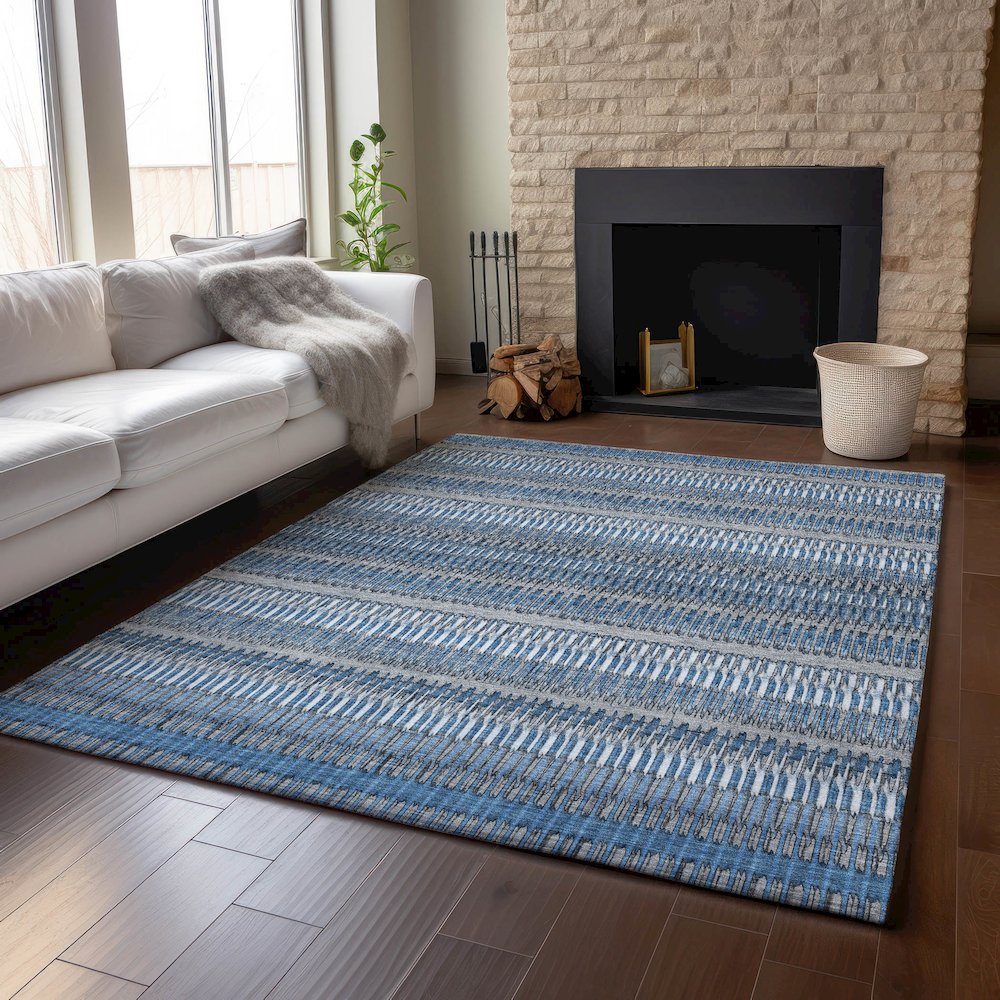Premium Machine Washable Mayfield  Blue 8' x 10' Rug. Picture 6