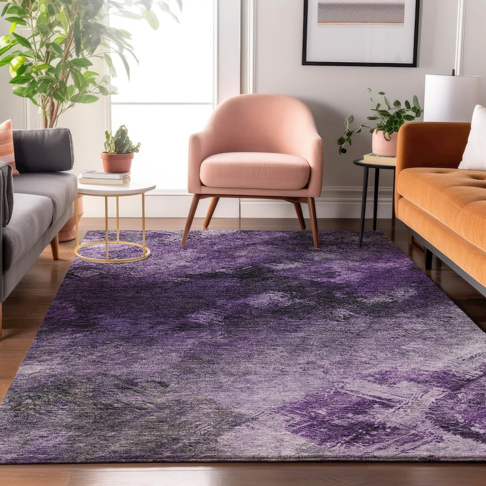 Premium Machine Washable Mayfield  Purple 8' x 10' Rug. Picture 5