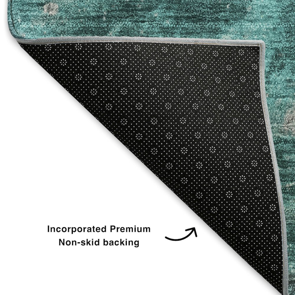 Premium Machine Washable Mayfield  Teal 3' x 5' Rug. Picture 2