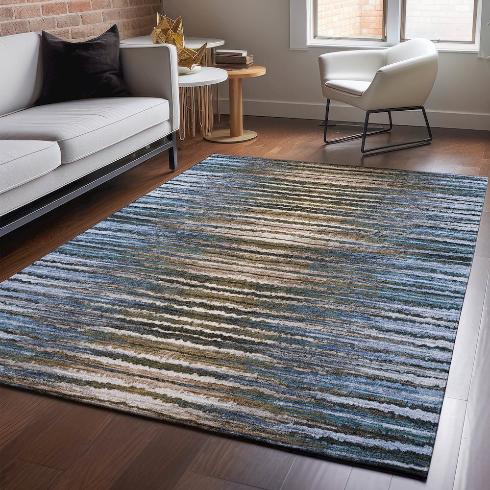 Premium Machine Washable Mayfield  Blue 8' x 10' Rug. Picture 5
