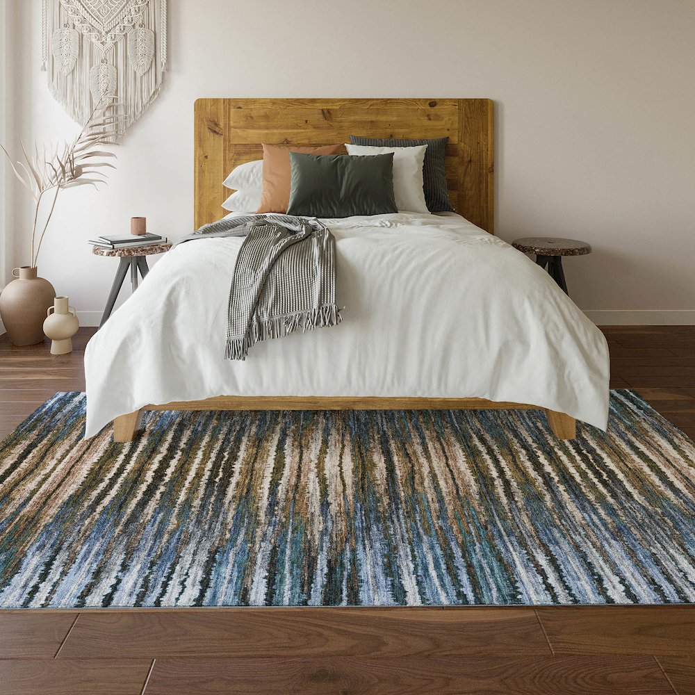 Premium Machine Washable Mayfield  Blue 8' x 10' Rug. Picture 6