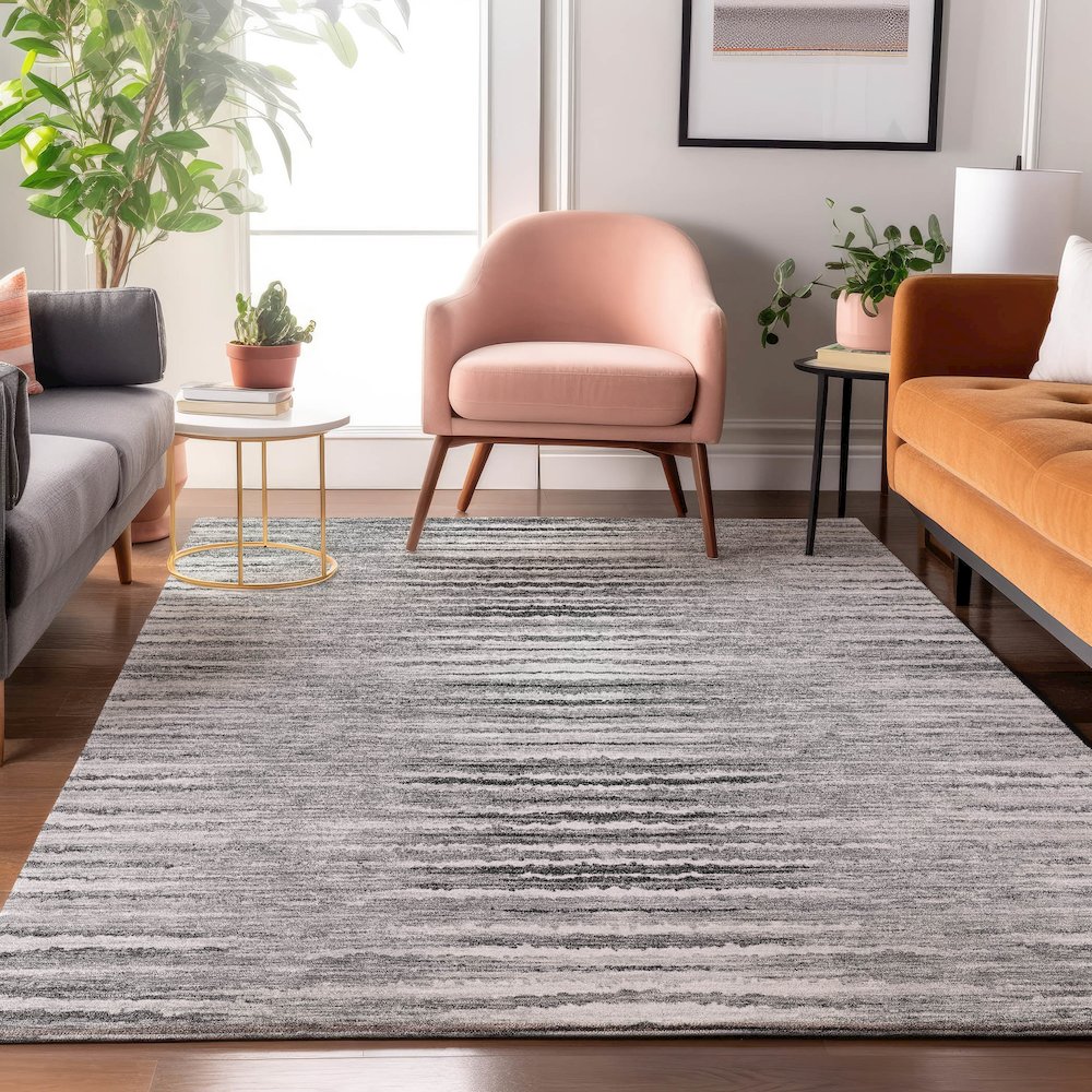 Premium Machine Washable Mayfield  Silver 8' x 10' Rug. Picture 5