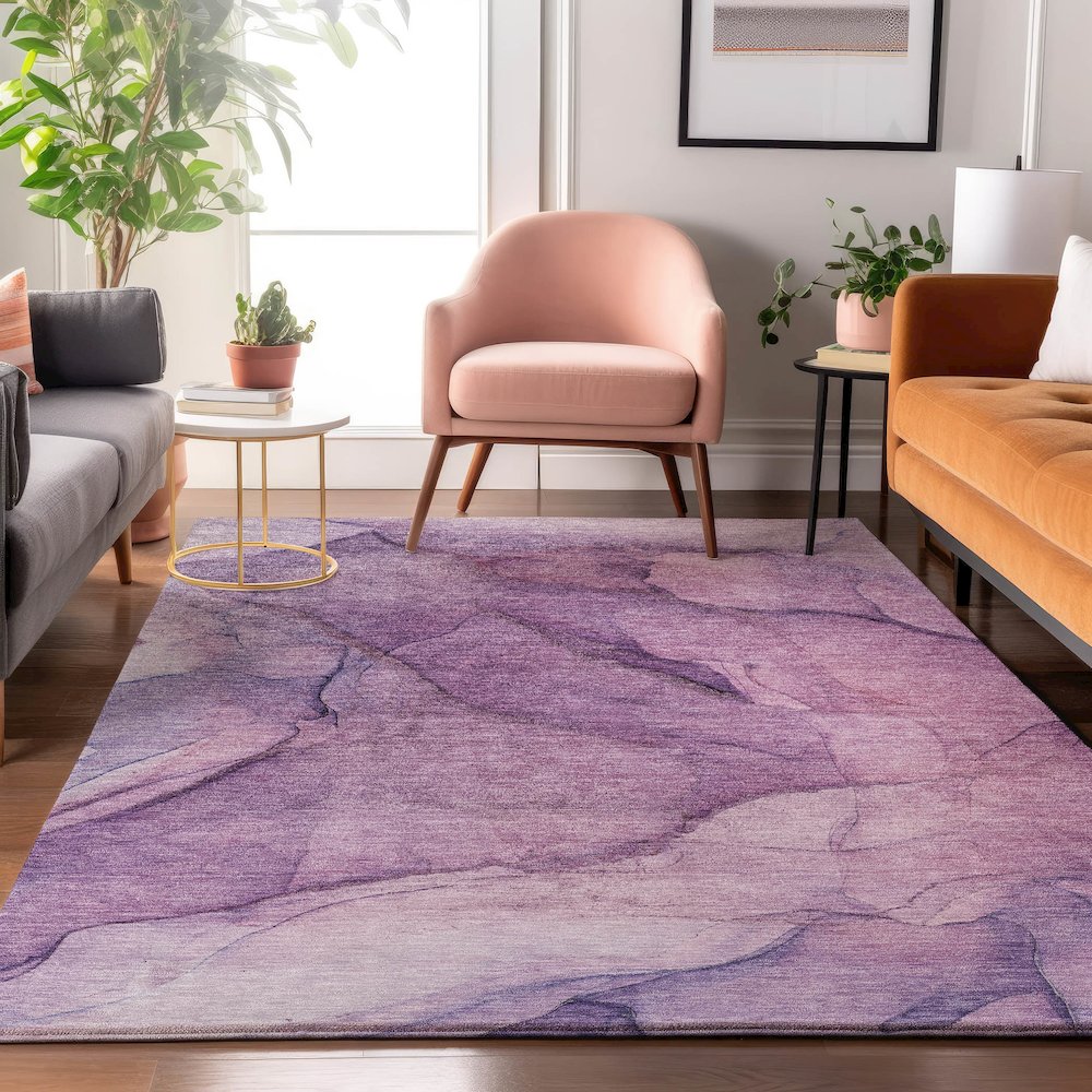 Premium Machine Washable Mayfield  Purple 8' x 10' Rug. Picture 5