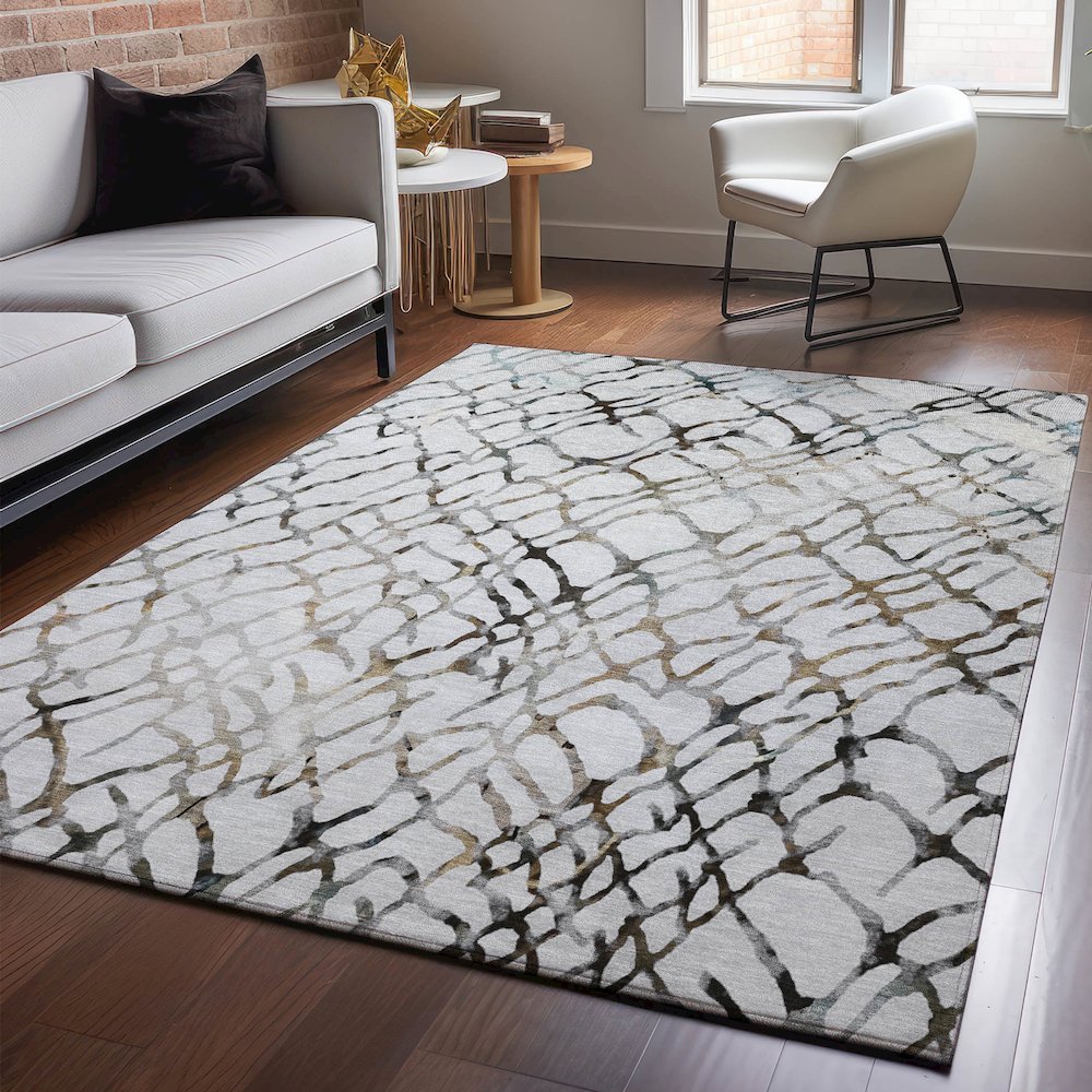 Premium Machine Washable Mayfield  Silver 8' x 10' Rug. Picture 5