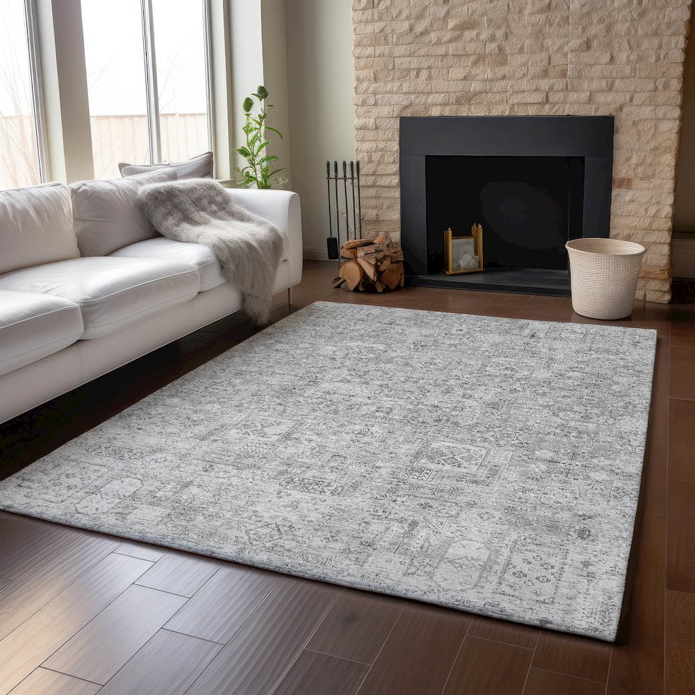 Premium Machine Washable Mayfield  Gray 8' x 10' Rug. Picture 6