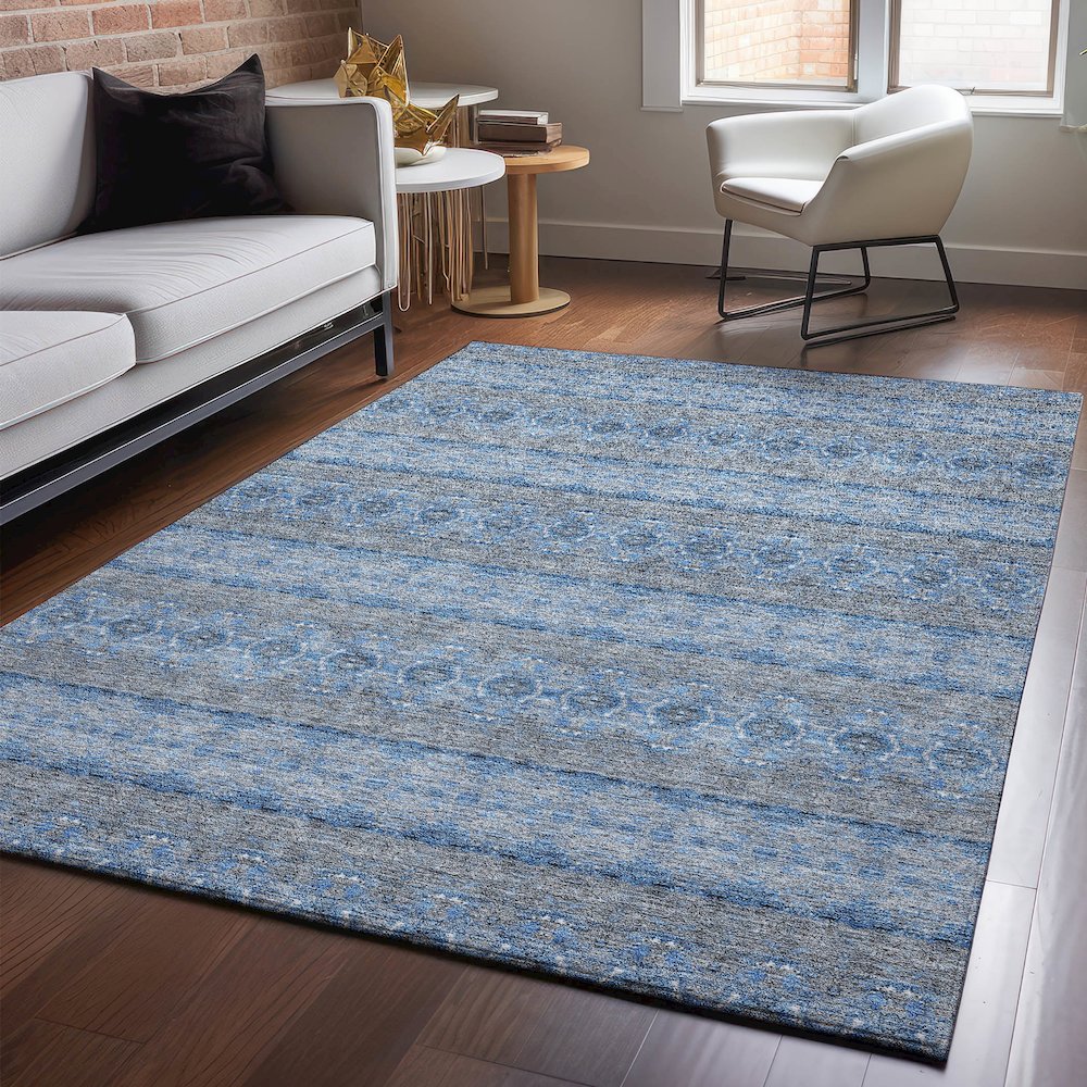 Premium Machine Washable Mayfield  Navy 8' x 10' Rug. Picture 5