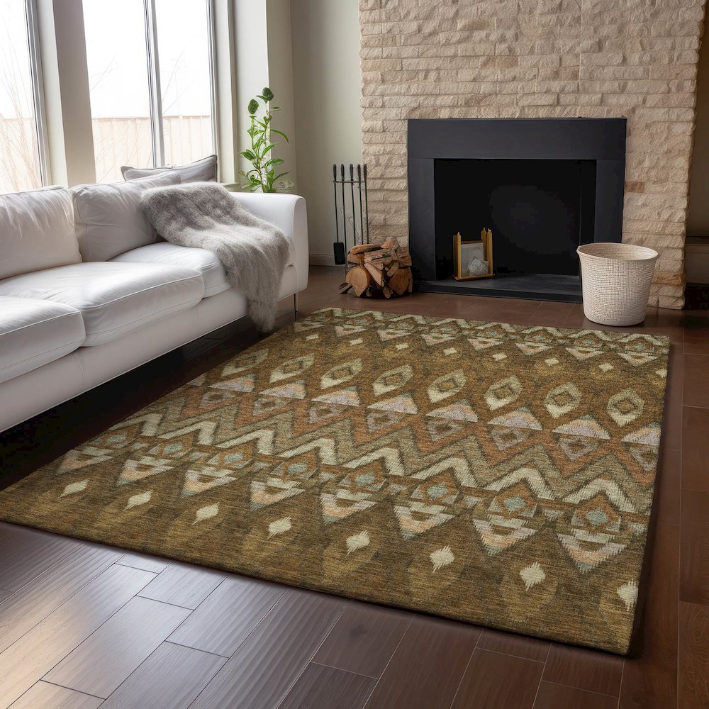 Premium Machine Washable Mayfield  Brown 8' x 10' Rug. Picture 6
