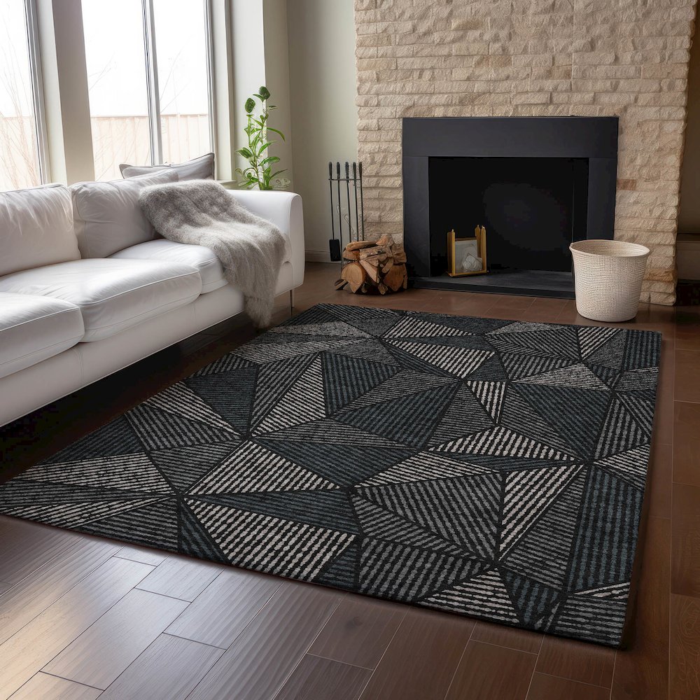 Premium Machine Washable Mayfield  Black 8' x 10' Rug. Picture 6