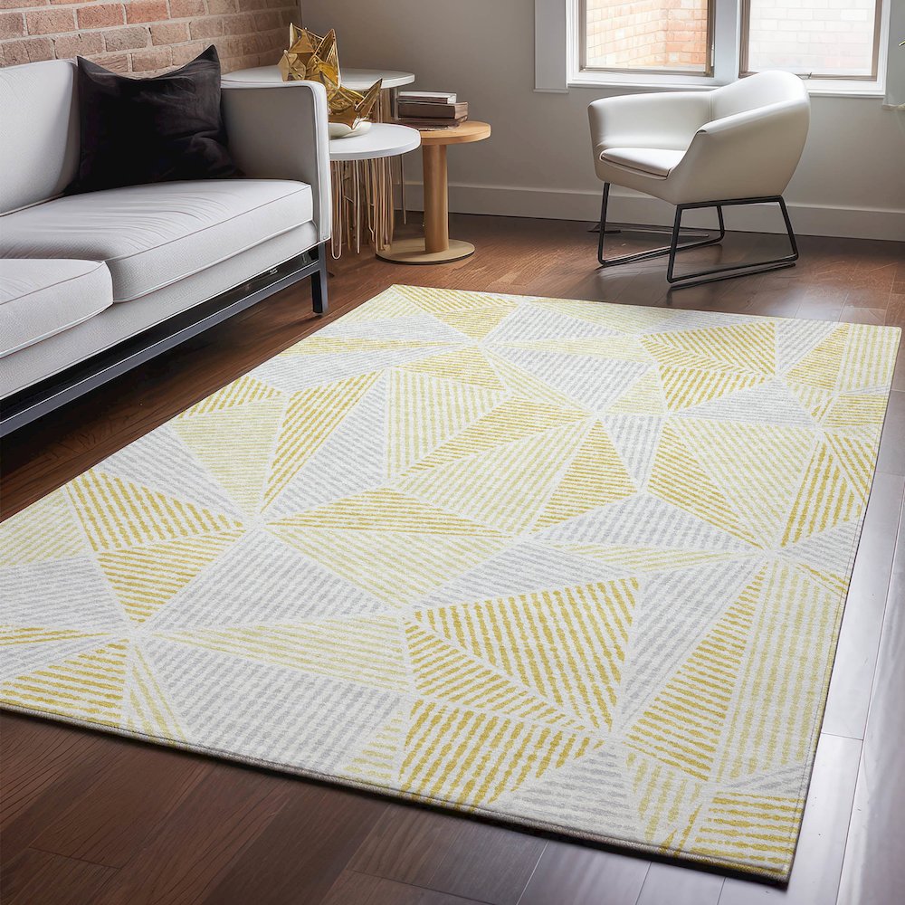 Premium Machine Washable Mayfield  Gold 8' x 10' Rug. Picture 5