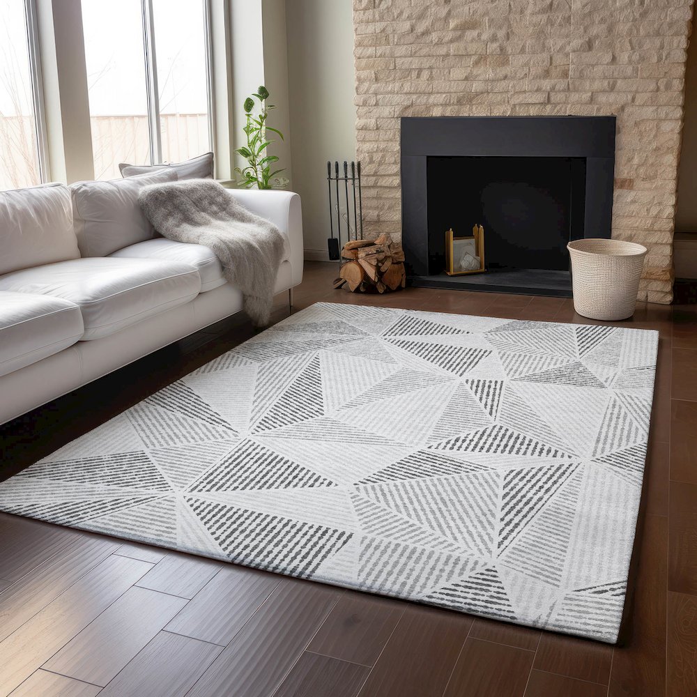 Premium Machine Washable Mayfield  Gray 8' x 10' Rug. Picture 6