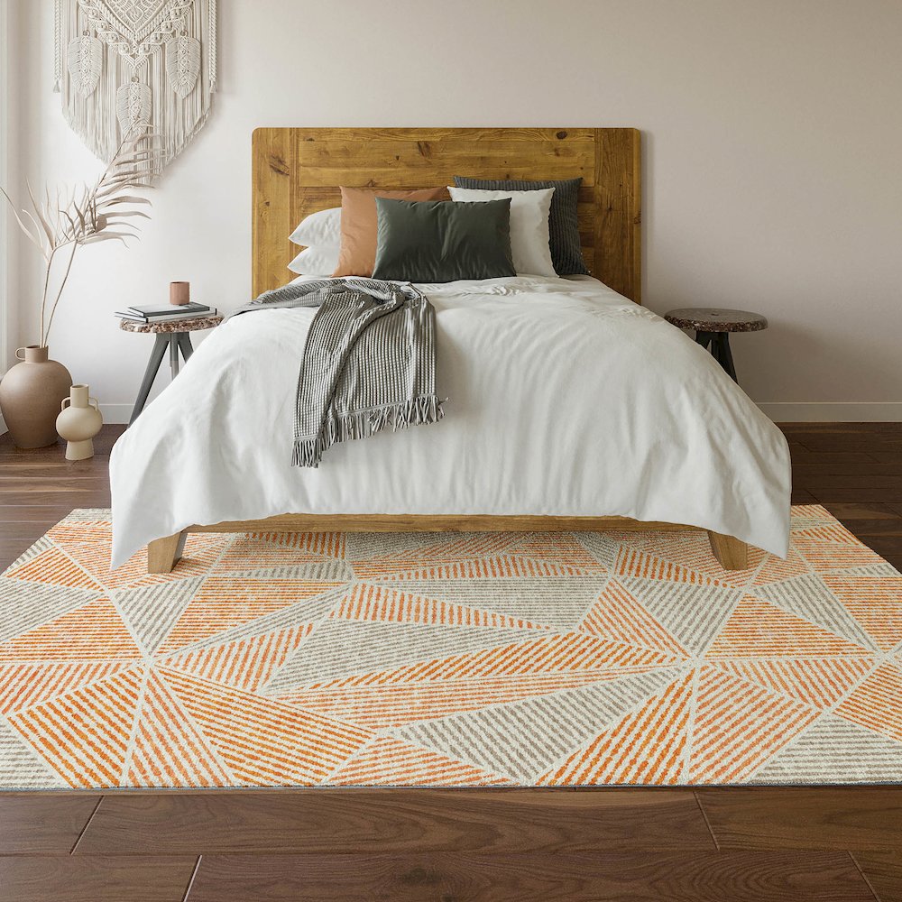 Premium Machine Washable Mayfield  Orange 8' x 10' Rug. Picture 6