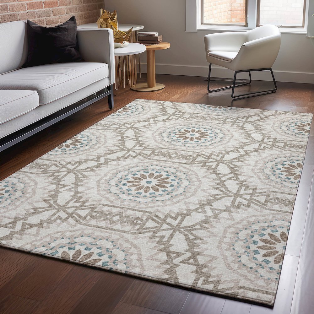 Premium Machine Washable Mayfield  Beige 8' x 10' Rug. Picture 5
