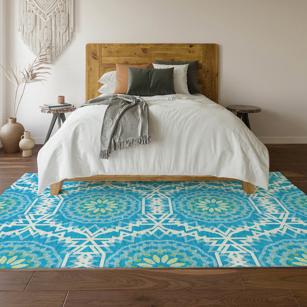 Premium Machine Washable Mayfield  Blue 8' x 10' Rug. Picture 6