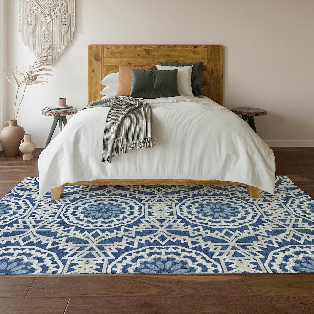 Premium Machine Washable Mayfield  Navy 8' x 10' Rug. Picture 6