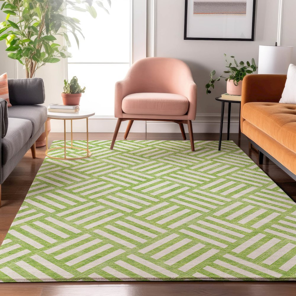 Premium Machine Washable Mayfield  Lime 8' x 10' Rug. Picture 5
