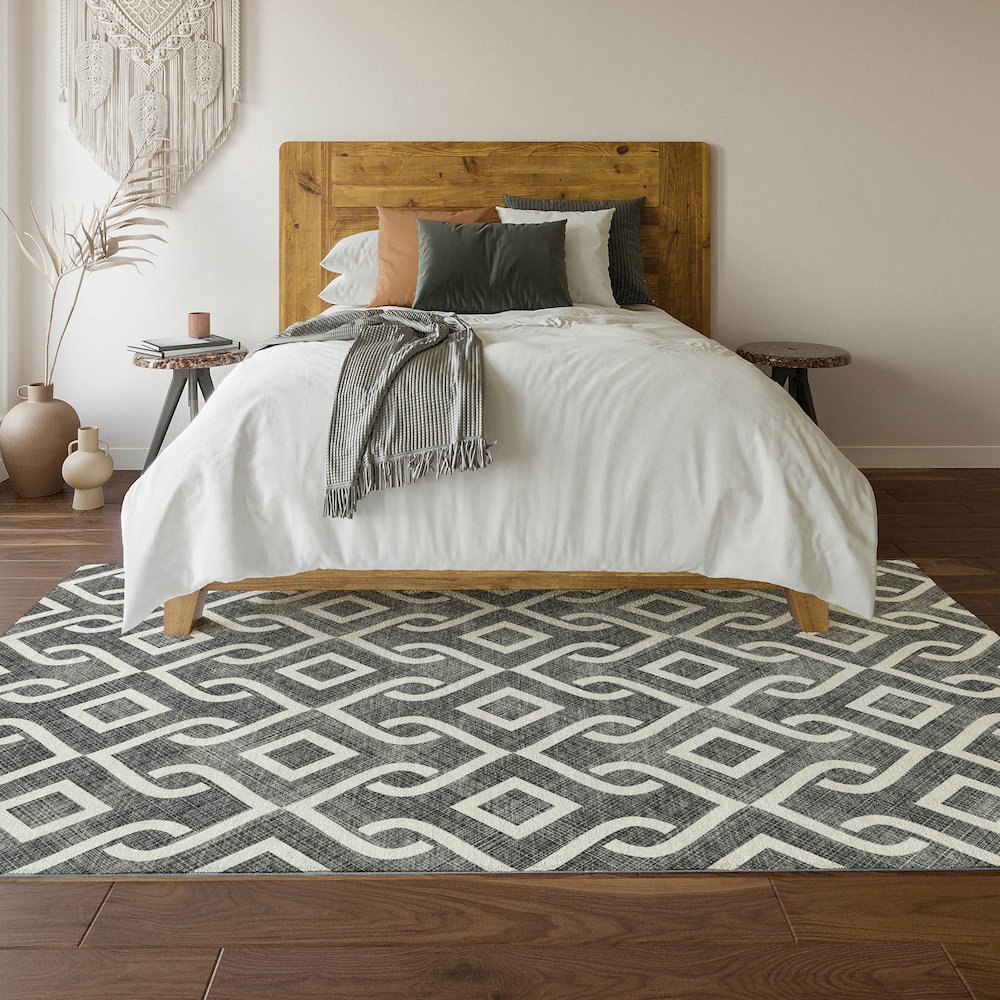 Premium Machine Washable Mayfield  Black 8' x 10' Rug. Picture 6