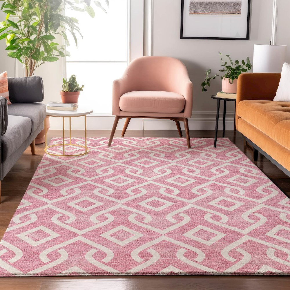Premium Machine Washable Mayfield  Blush 8' x 10' Rug. Picture 5