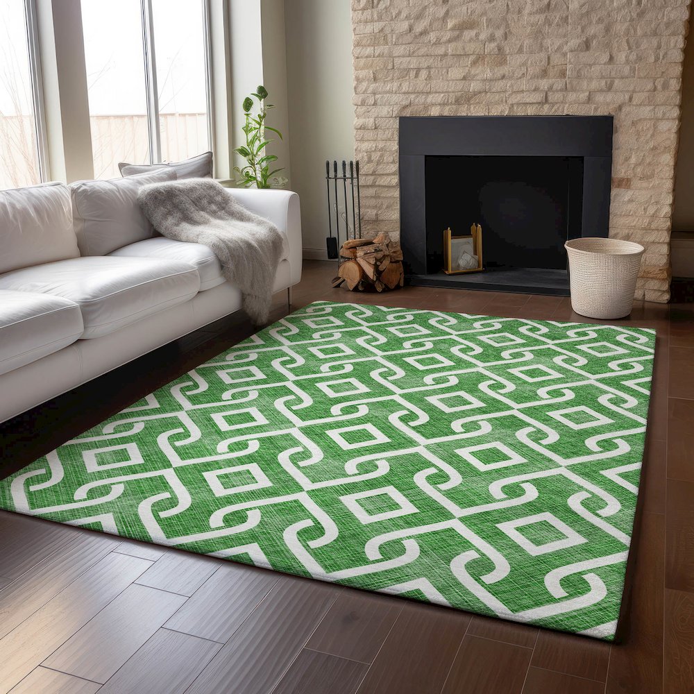 Premium Machine Washable Mayfield  Emerald 8' x 10' Rug. Picture 6