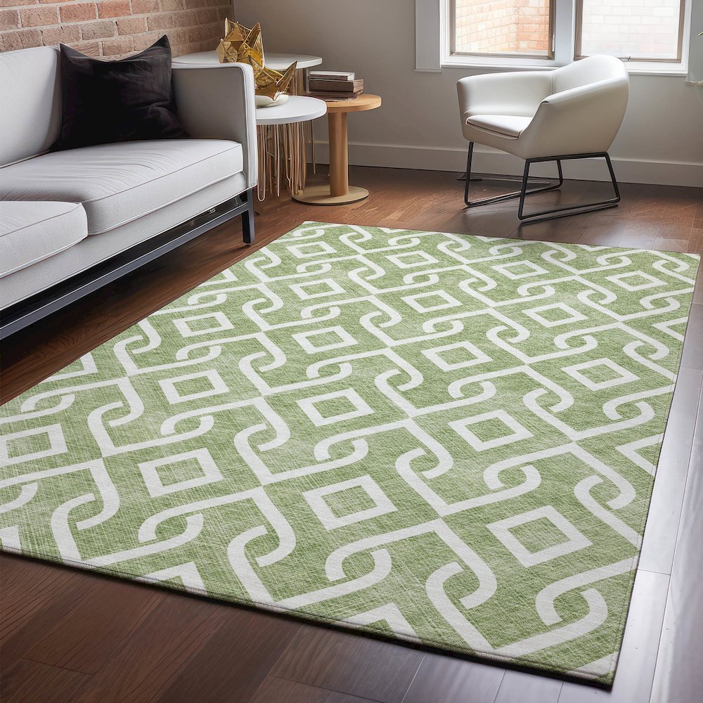 Premium Machine Washable Mayfield  Green 8' x 10' Rug. Picture 5