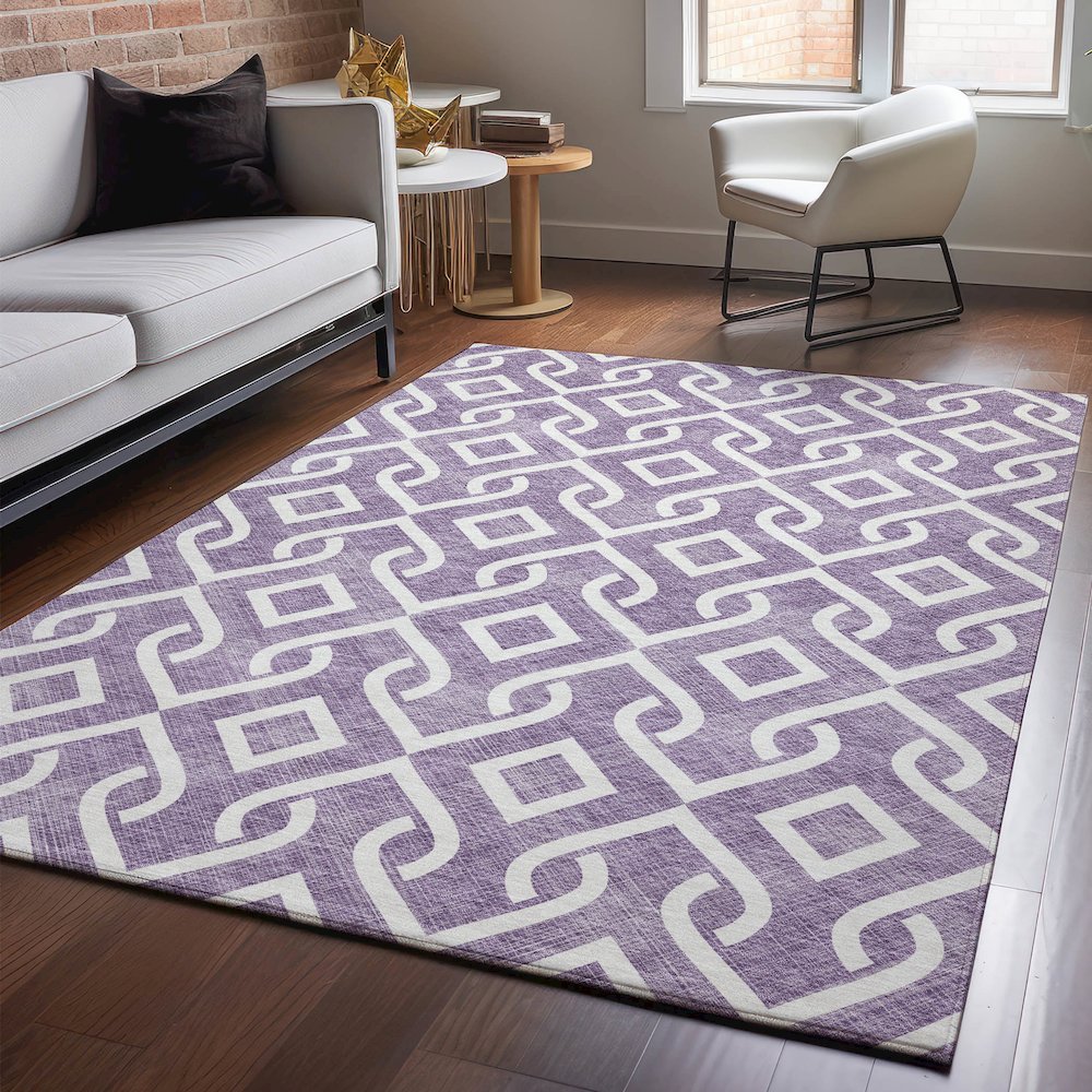 Premium Machine Washable Mayfield  Purple 8' x 10' Rug. Picture 5